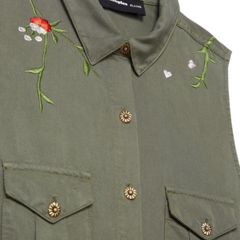 The Kooples | Khaki Embroidered Romper | Size XS - Picture 2 of 6